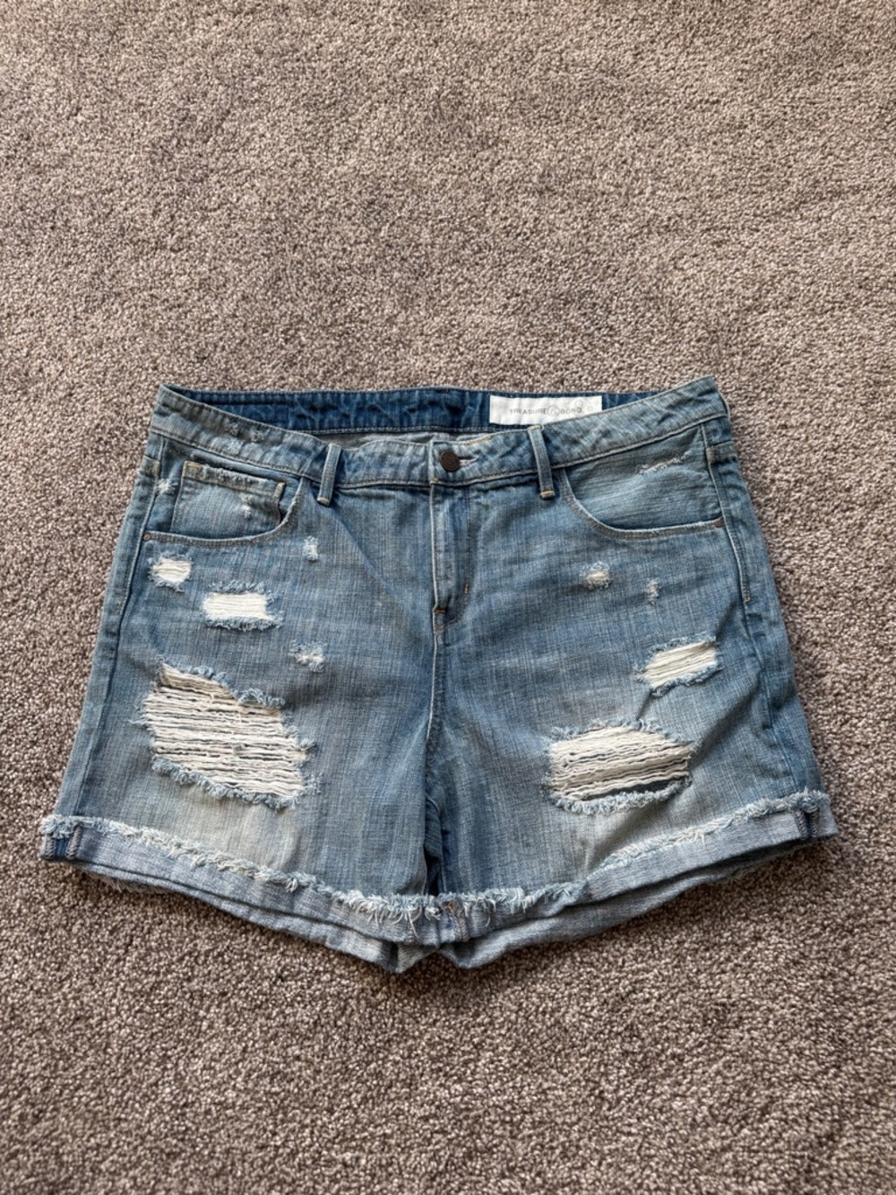 Treasure & Bond Light Blue Distressed Denim Shorts